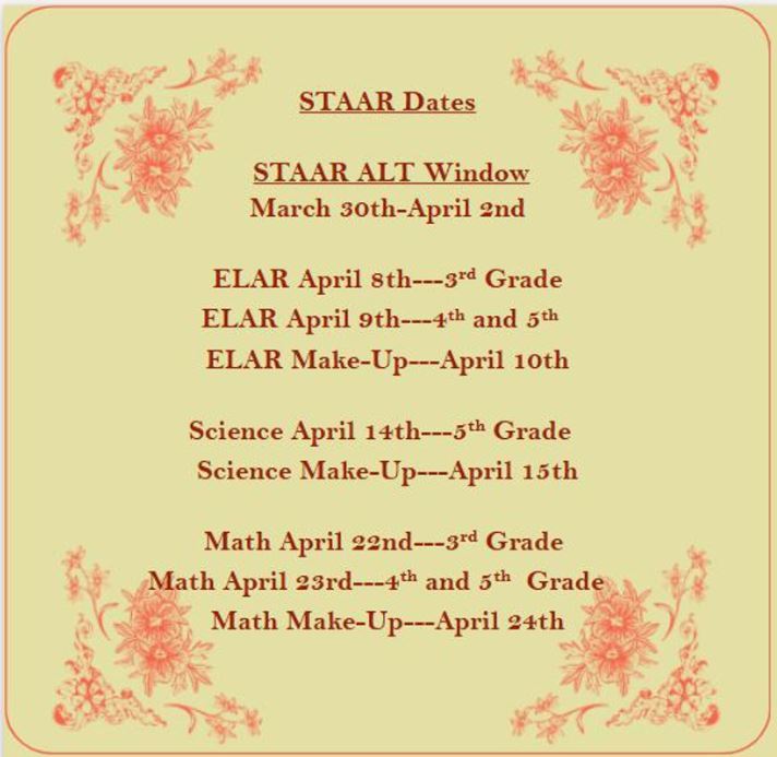  STAAR Dates